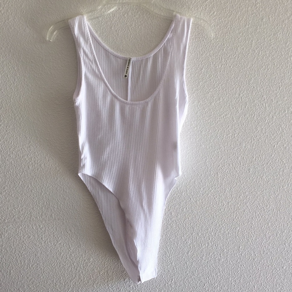 Emma & Sam Super High White Ribbed Bodysuit